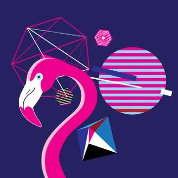Vector abstract background with geometrical objects and the head of a Flaming Stock Illustration