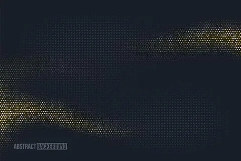 Vector abstract background. Golden glitter on dark blue background. Stock Illustration
