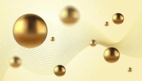 Vector abstract background with golden metallic balls. Trendy vector backgr.. Ilustração Stock