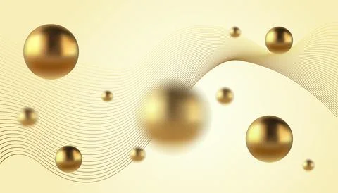 Vector abstract background with golden metallic balls. Trendy vector backgr.. Illustrazione stock