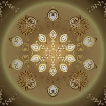 Vector abstract background with golden repeating elements on a beige, brown and Stock Illustration