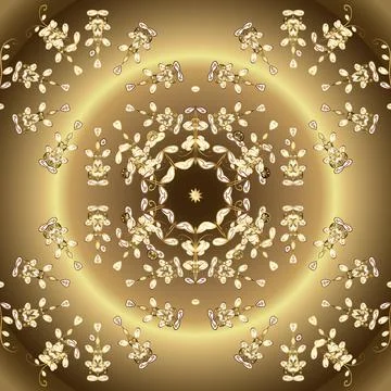 Vector abstract background with golden repeating elements on a brown and beige c Illustrazione stock