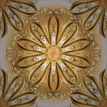 Vector abstract background with golden repeating elements on a beige and brown c イラスト素材