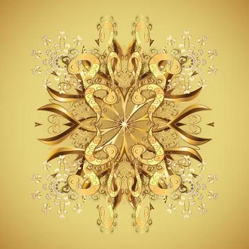 Vector abstract background with golden repeating elements on a neutral and yello Stock Illustration