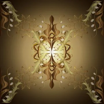 Vector abstract background with golden repeating elements on a brown and beige c Stock Illustration