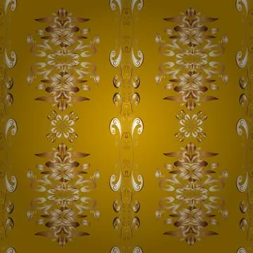 Vector abstract background with golden repeating elements on a beige, yellow and Stock Illustration