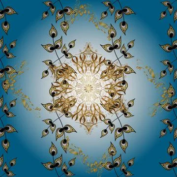Vector abstract background with golden repeating elements on a neutral, blue and Illustrazione stock