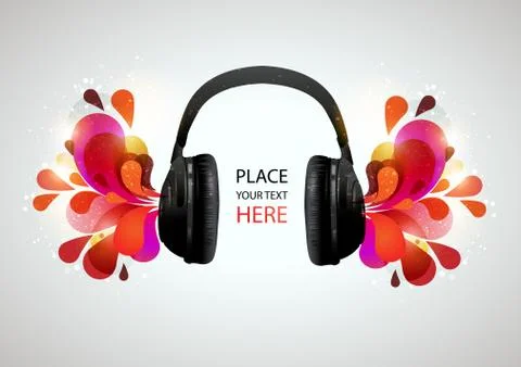 Vector abstract background with headphones Stock Illustration