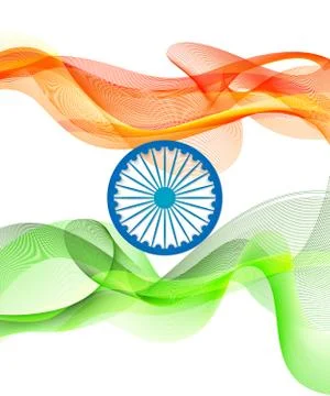 Vector abstract background of india flag with traditional colors waves Stock Illustration
