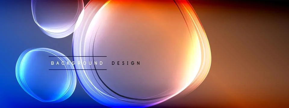 Vector abstract background - liquid transparent bubble shapes on fluid gradient Stock Illustration