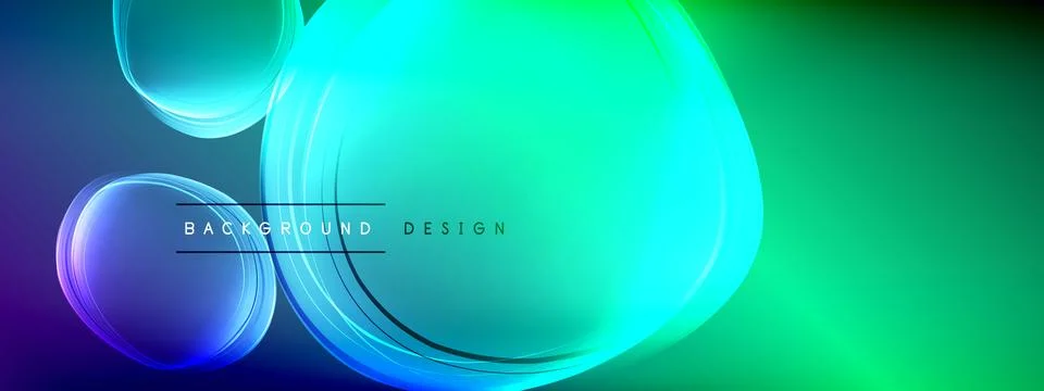 Vector abstract background - liquid transparent bubble shapes on fluid gradient Stock Illustration