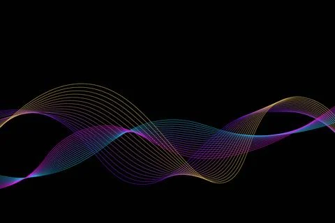 Vector abstract background. Multicolored dynamic lines on a black background Stock Illustration