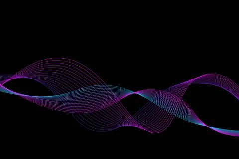Vector abstract background. Multicolored dynamic lines on a black background Stock Illustration