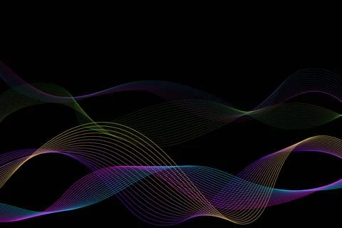 Vector abstract background. Multicolored dynamic lines on a black background Illustrazione stock