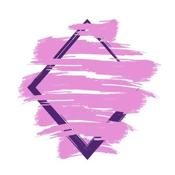 Vector abstract background with pink brush strokes and purple geometric dia.. Stock Illustration