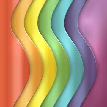 Vector abstract background with rainbow curve lines Stock Illustration