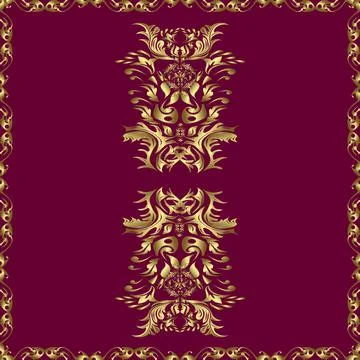 Vector abstract background with repeating elements. Golden seamless pattern on r イラスト素材