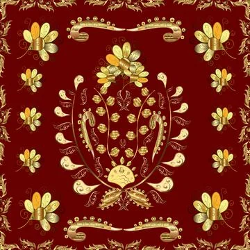 Vector abstract background with repeating elements. Golden seamless pattern on r Stock Illustration