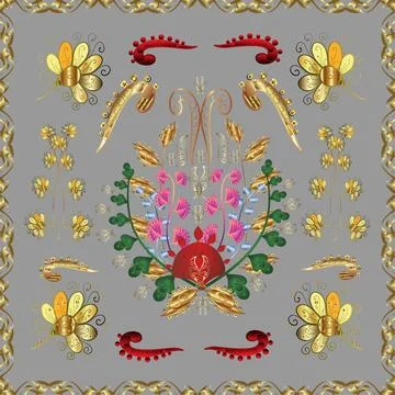 Vector abstract background with repeating elements. Golden seamless pattern on y 스톡 일러스트