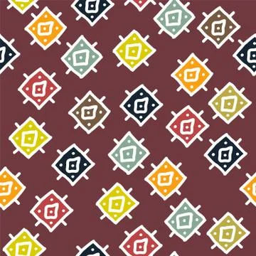 Vector abstract background with seamless african colorful rhombuses pattern Stock Illustration