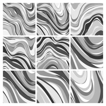 Vector abstract background set (eps10). Marble Pattern. Black white pattern set Illustrazione stock