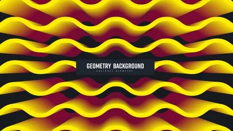 Vector abstract background shape blend 3d, with gradient wavy yellow lines,.. Stock Illustration