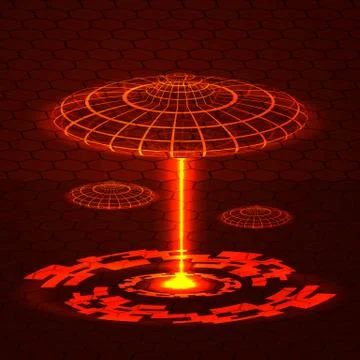 Vector abstract background technology of the future, laser flow. The hologram of Stock Illustration