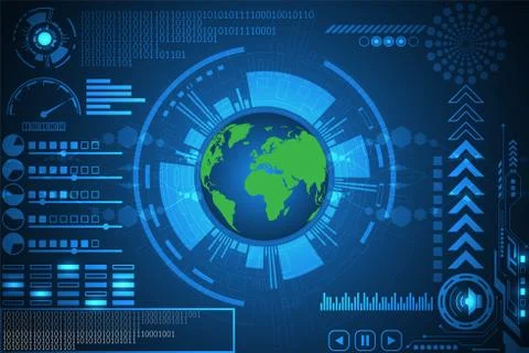 Vector abstract background technology interface world design. Stock Illustration
