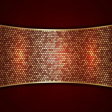 Vector abstract background with wide golden ribbon and circles Stock Illustration