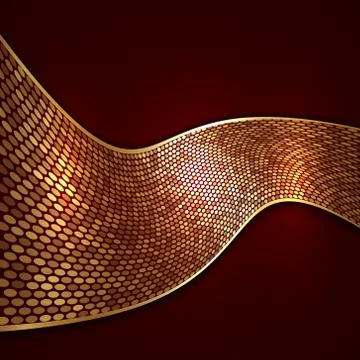 Vector abstract background with wide golden ribbon and circles Illustrazione stock