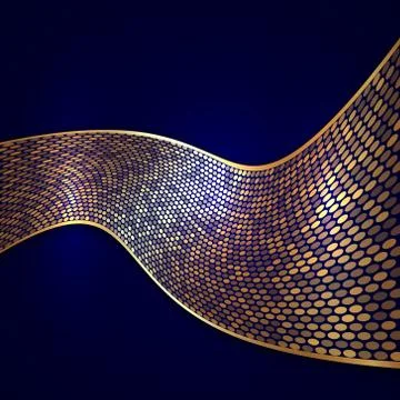 Vector abstract background with wide golden ribbon and circles Illustrazione stock