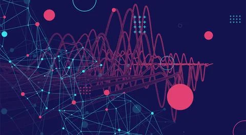 Vector abstract background with a wireframe dynamic pipes, line and particles Stock Illustration