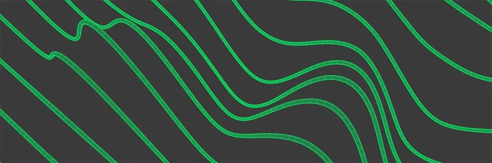 Vector abstract background with a wireframe dynamic waves, line and particles Stock Illustration