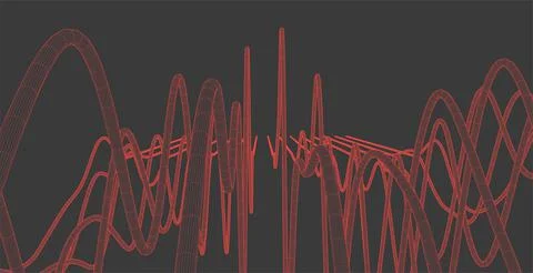 Vector abstract background with a wireframe dynamic waves, line and particles Stock Illustration