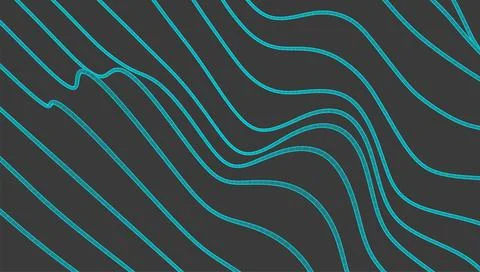 Vector abstract background with a wireframe dynamic waves, line and particles Stock Illustration
