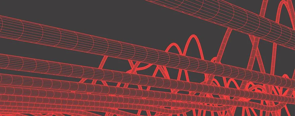 Vector abstract background with a wireframe dynamic waves, line and particles Stock Illustration