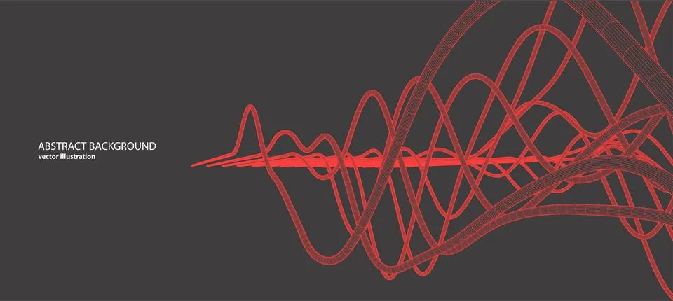 Vector abstract background with a wireframe dynamic waves, line and particles Stock Illustration