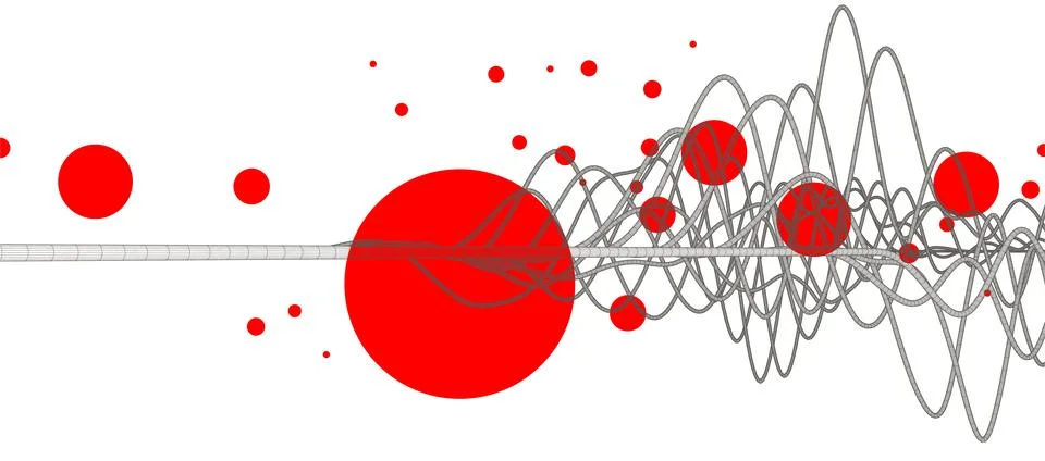 Vector abstract background with a wireframe dynamic waves, line and particles Stock Illustration