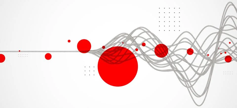 Vector abstract background with a wireframe dynamic waves, line and particles Stock Illustration