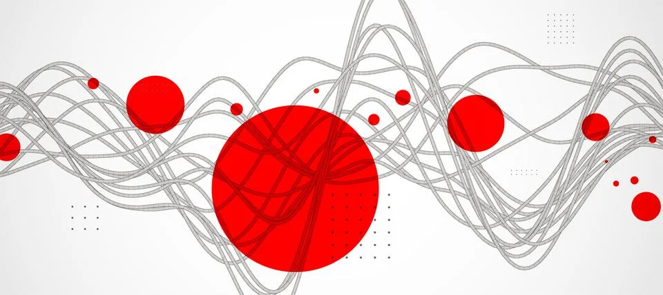 Vector abstract background with a wireframe dynamic waves, line and particles Stock Illustration