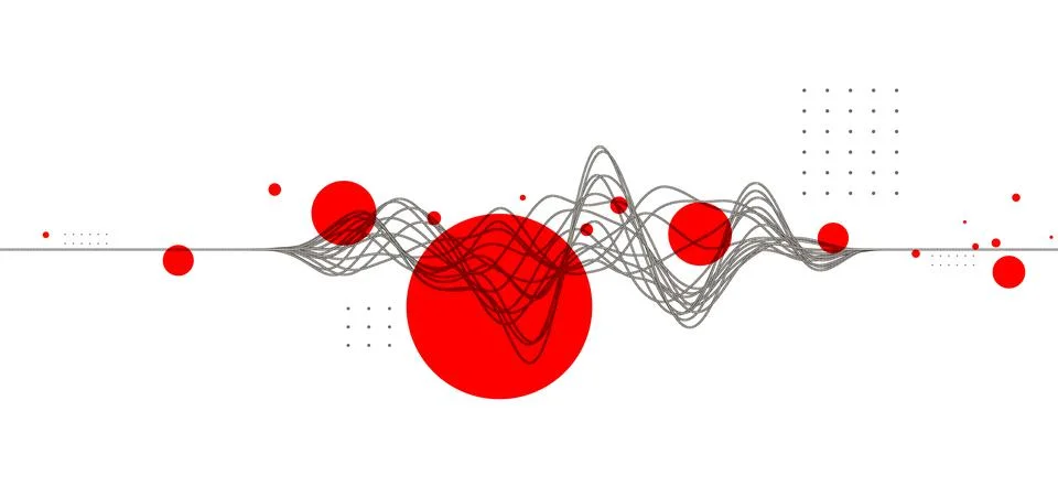 Vector abstract background with a wireframe dynamic waves, line and particles Stock Illustration