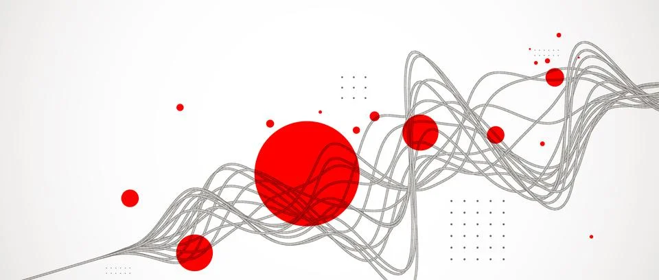 Vector abstract background with a wireframe dynamic waves, line and particles Stock Illustration