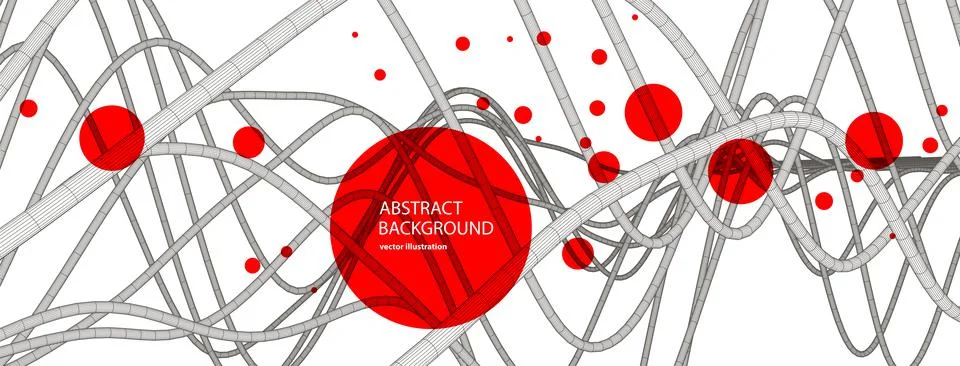 Vector abstract background with a wireframe dynamic waves, line and particles Stock Illustration