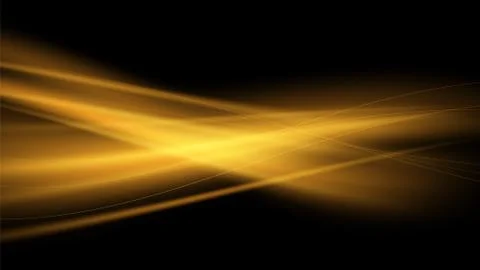 Vector abstract background with yellow-orange and gold waves on a black Stock Illustration