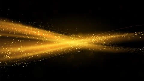 Vector abstract background with yellow-orange and gold waves on a black 库存插图