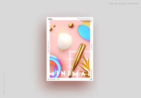 Vector abstract backgrounds with 3d realistic design objects, geometric metal Stock Illustration