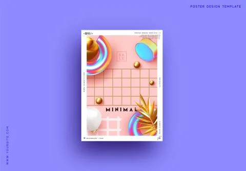 Vector abstract backgrounds with 3d realistic design objects, geometric metal Stock Illustration