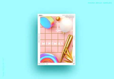 Vector abstract backgrounds with 3d realistic design objects, geometric metal Stock Illustration