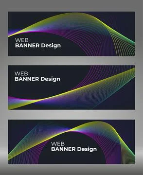 Vector abstract banner with colored dynamic waves, lines. イラスト素材