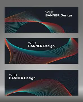 Vector abstract banner with colored dynamic waves, lines. Stock Illustration